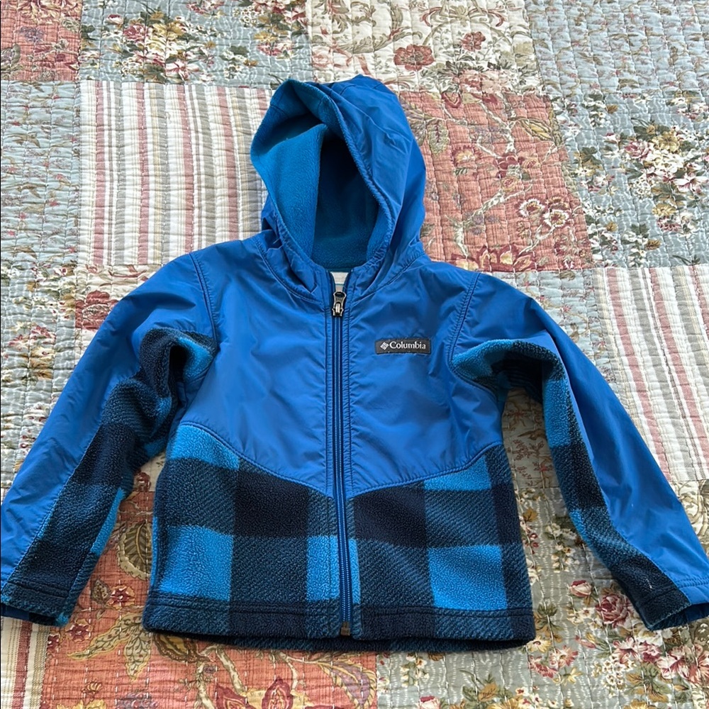 Columbia Kids Blue and Black Plaid Hoodie
